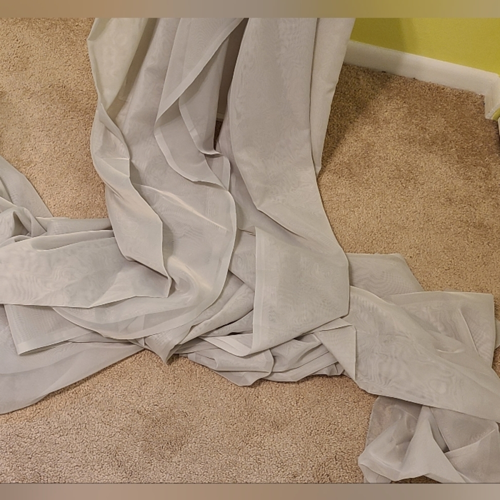 2 Sheer window scarves - Dove Grey